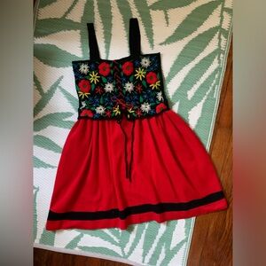 Vintage dirndl folk dress with floral embroidery detail